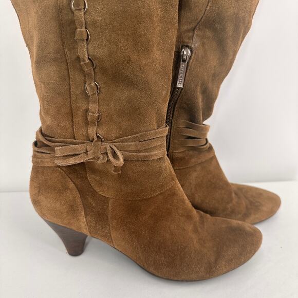 Nine West Brown Leather Suede Adele Knee High Boots Size 8 - Picture 9 of 10